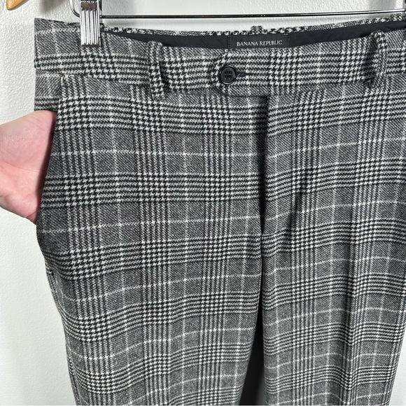 Banana Republic Black Brooke Plaid Pants Trousers NWT Size 6 High Rise Straight - Picture 12 of 17